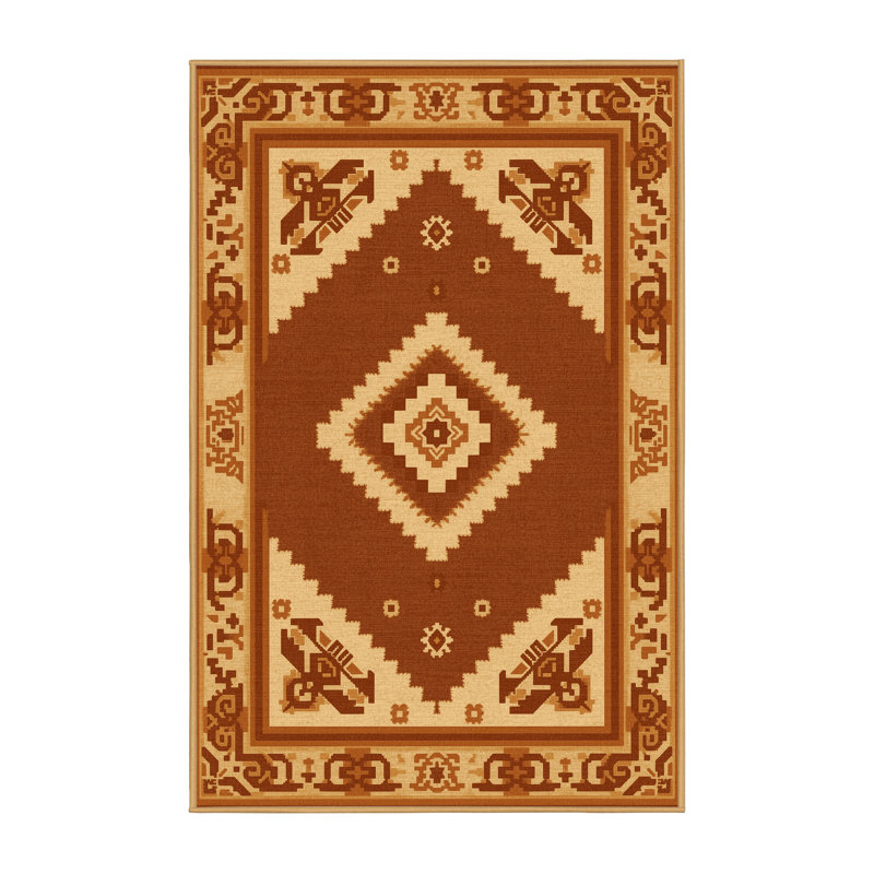 Tapis oriental traditionnel lavable à la machine en brun clair Osiyo, 7 x 9