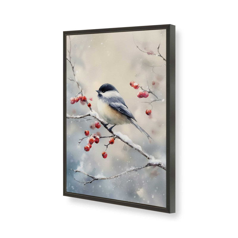 «One Winter Songbird», reproduction d'art, 16 po x 20 po, Noir satiné