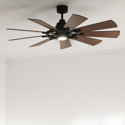 Gentry 60" Indoor Anvil Iron Ceiling Fan with Integrated LED Light and Wall Control