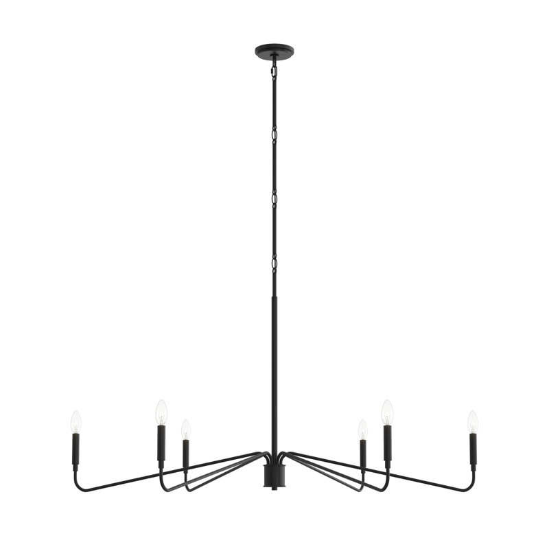 Pilar Extra Large Matte Black 6-Light Chandelier, Matte Black