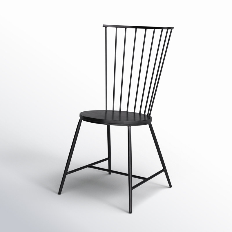 Chaise d'appoint en métal avec dossier Windsor en noir