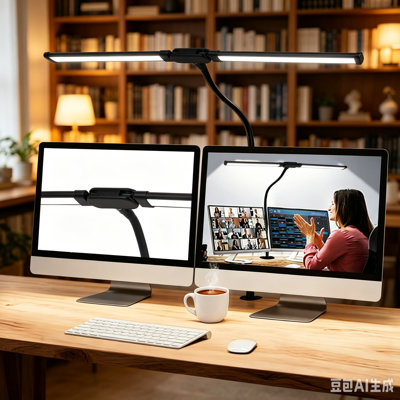 Black DualHead LED Clipon Desk Lamp