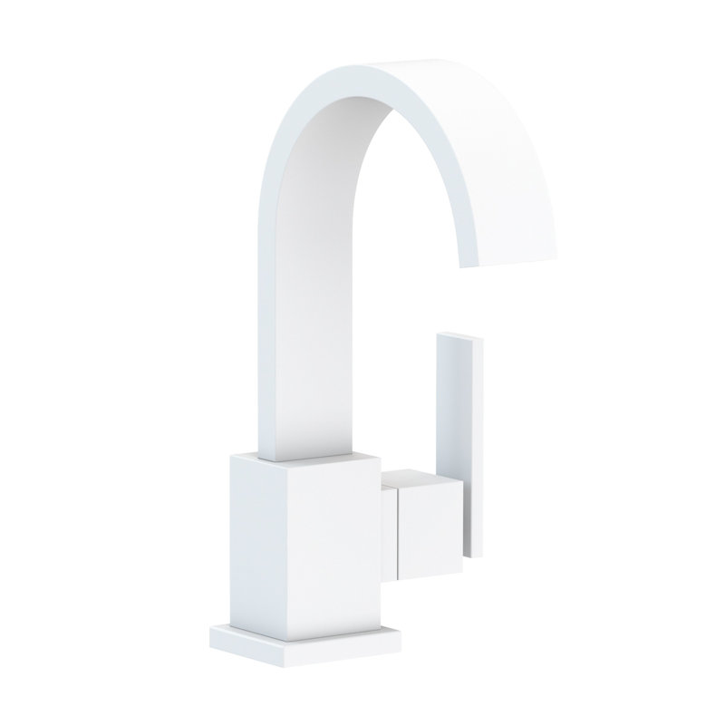 Secant Single Hole Bathroom Faucet with Drain Assembly, Matte White