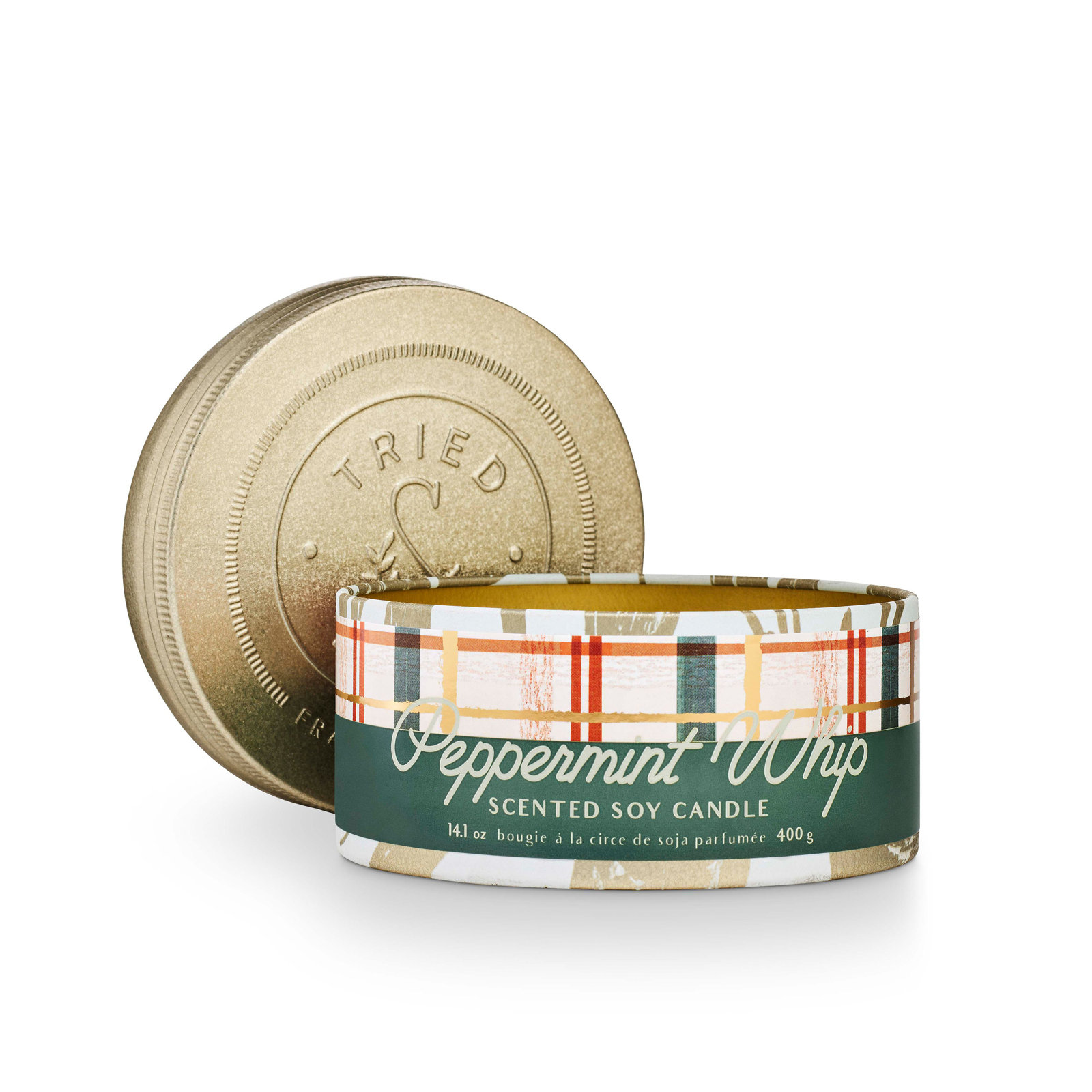 Tried & True Holiday Peppermint Whip Candle, Large Tin