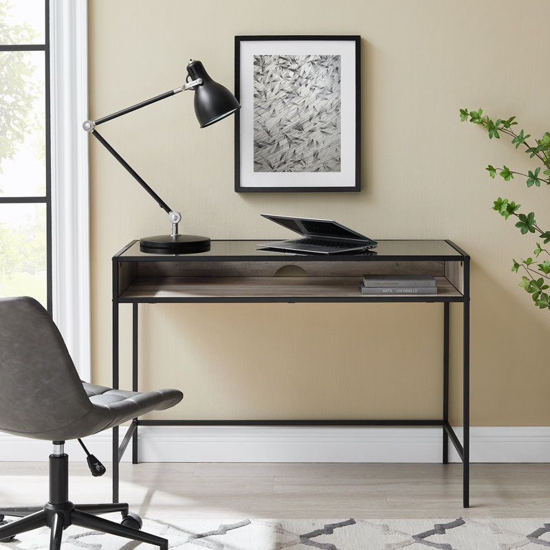Bureau en verre Barkad, Gris délavé