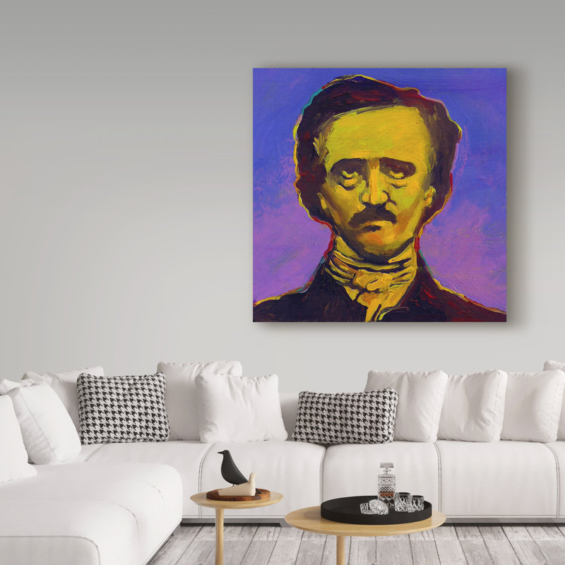 « edgar allan poe », reproduction sur toile tendue, H 18 po x l 18 po x P 2 po