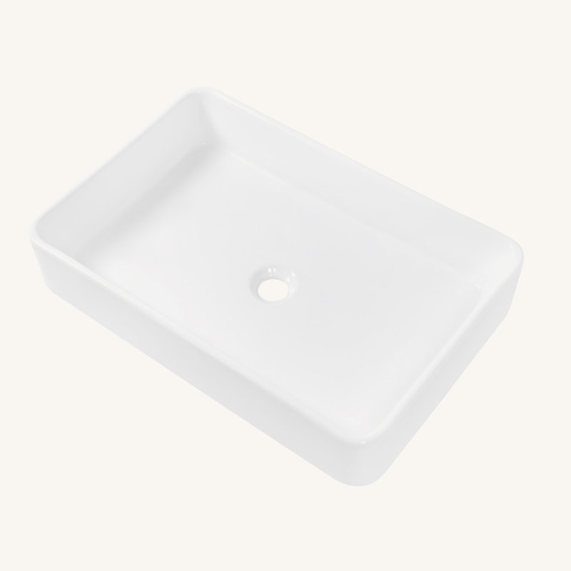 Lavabo de salle de bain vasque rectangulaire en céramique blanche 24 po x 16 po