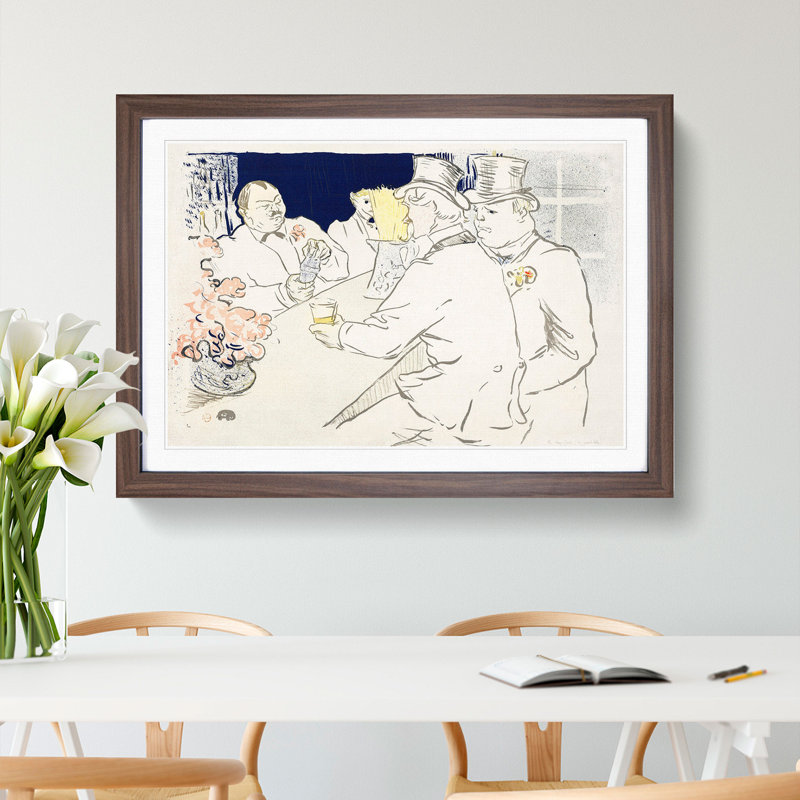 The Irish and American Bar by Henri de Toulouse-Lautrec - Picture Frame Painting, Walnut, 48cm H x 65cm W x 2cm D
