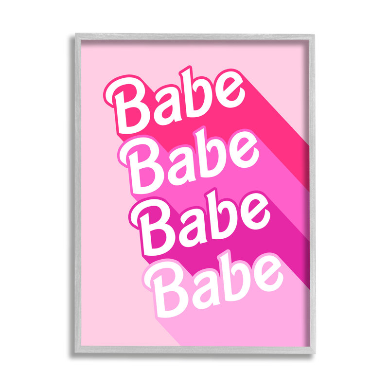 "Babe Pink Expression on Wood" par Daphne Polselli, art textuel, Estampe numérique Farmhouse, H 30 po x l 24 po x P 1,5 po