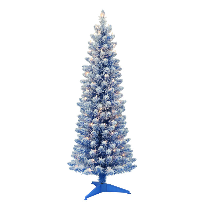 Arbre de Noël givré bleu 4 pi 6 po avec 100 lumières