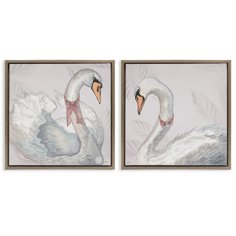 Ensemble de cadres flottants 2 pièces Classic & Elegant Swans, design par Elizabeth Medley, H 25 po x l 25 po