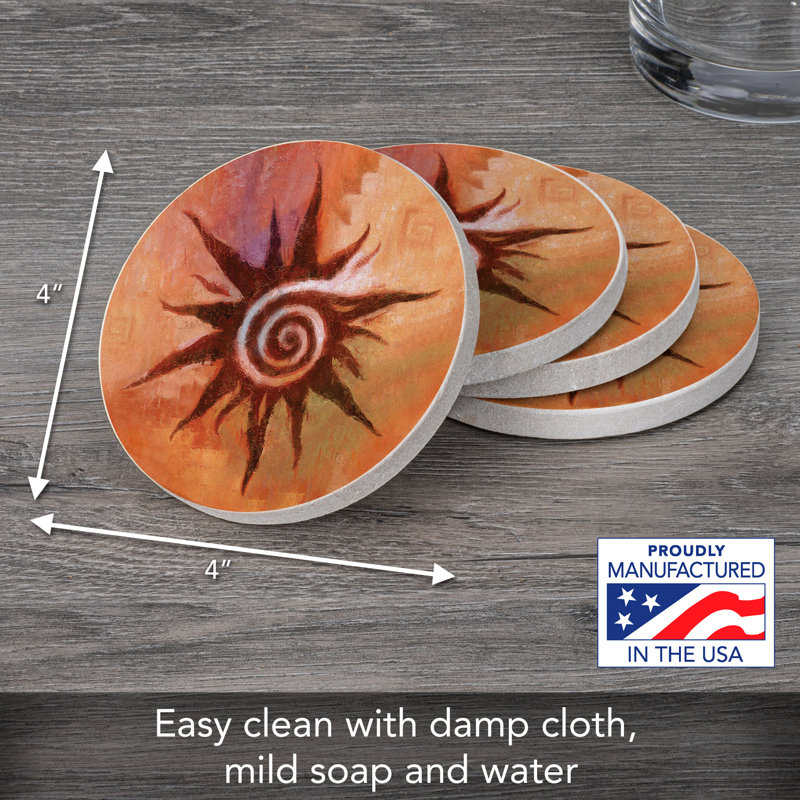 Spiral Sun 4-Pack Natural Sandstone Coasters
