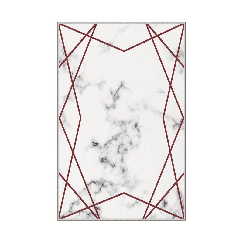 Antibacterial Woven Carpet (2.6 x 4.0 ft), 100% Polyester, 0.3 in Pile Height | Non-Slip PVC Dot Underside, 3D Digital Printing | Machine Washable, Easy Care for Living Room, Bedroom & Office