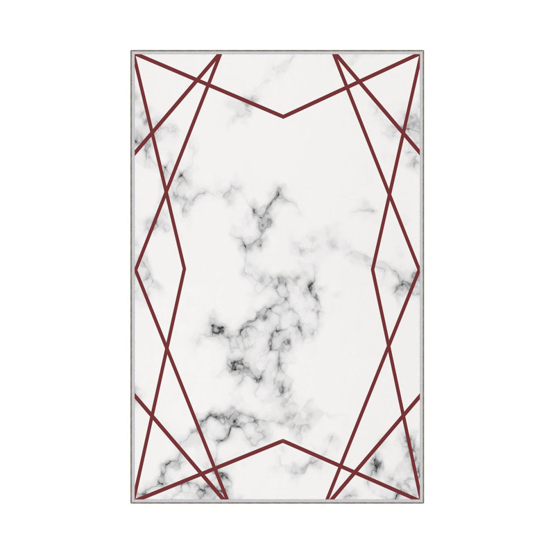Tapis de couloir élégant (3,3 x 4,9 pi), 100% polyester, hauteur de poils de 0,3 po | Pois antibactérien antidérapant en PVC | Design tissé avec impression numérique 3D | Lavable à la machine, parfait pour la décoration intérieure et le confort