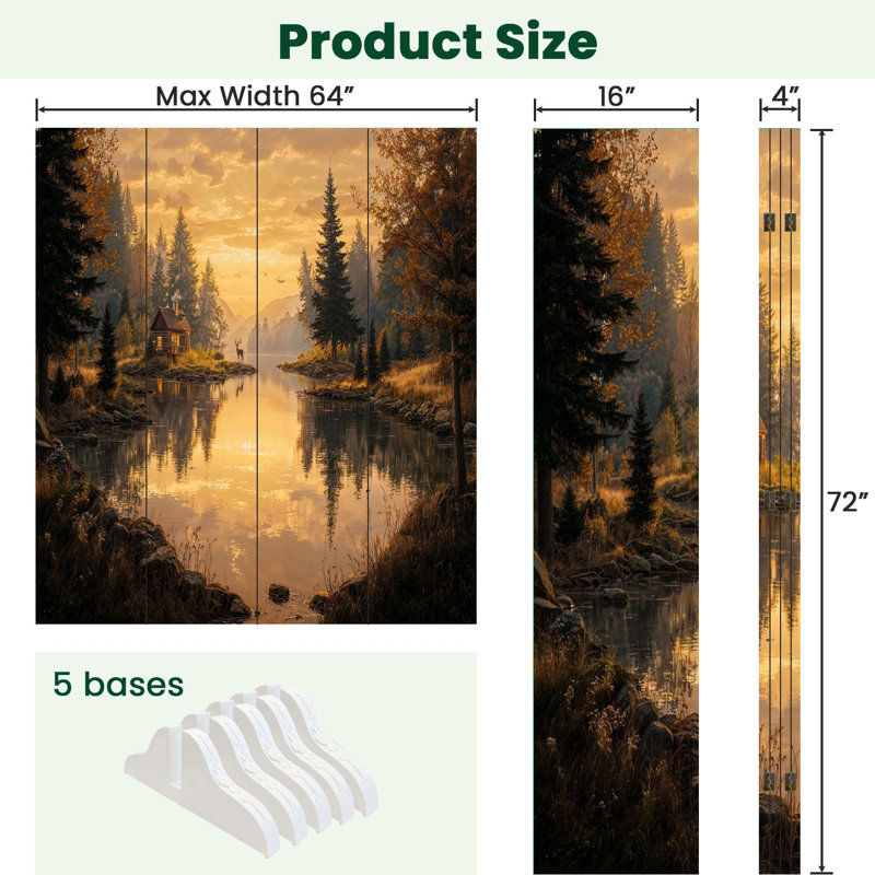 4 panneaux paravent pliant Royal Deer Autumn Rustic Forest Cabin Wildlife, 4, H 71 po x l 64 po x P 1 po