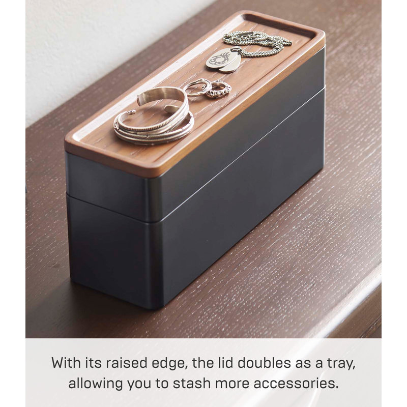 Black Wood Stacking Jewelry and Watch Case