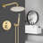 Modern Round Shower System, Rain Shower Head with Handheld Spray, Shower Faucet Set-114792286
