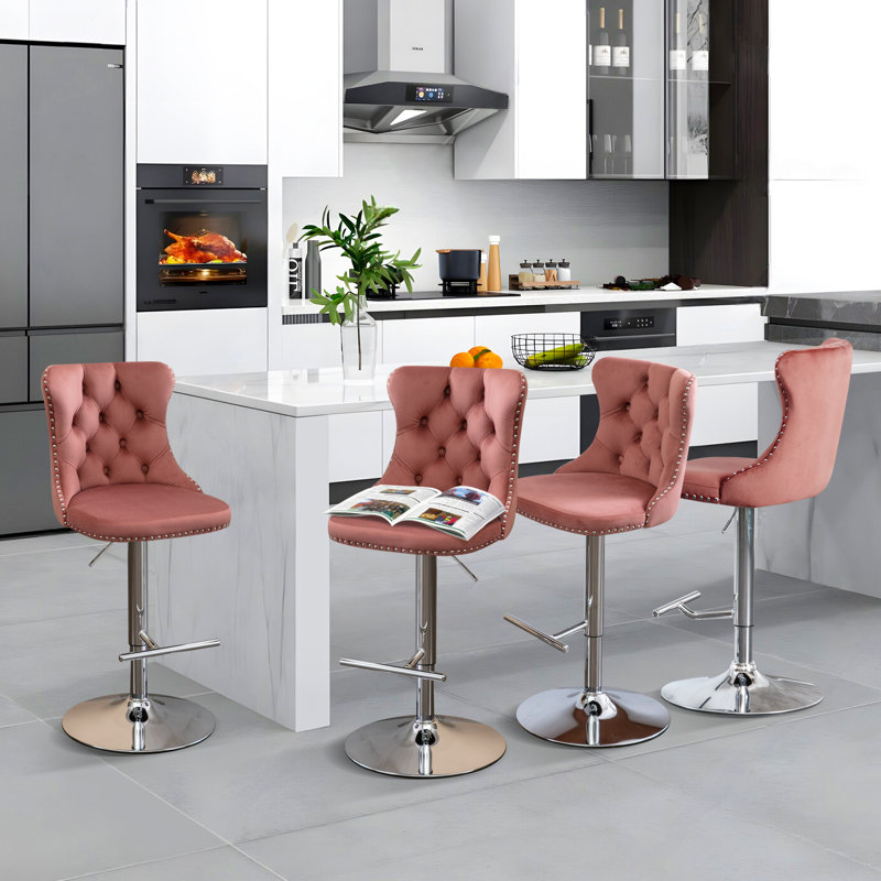 Tabouret pivotant à hauteur réglable Komara, Rose
