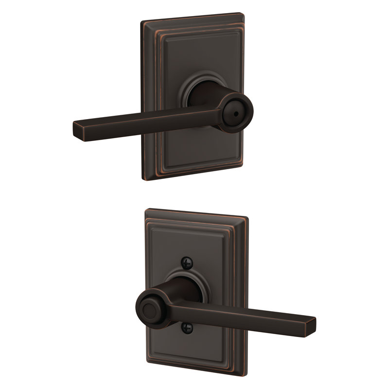 Latitude Lever with Addison Trim Bed and Bath Lock, Aged Bronze