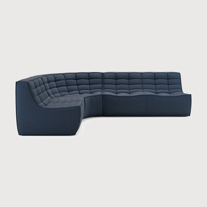 N701 Modular Sofa Set - Combo Left - 1 Seater + 3 Seater + 90° Round Corner, Graphite Cotton Blend, 30" H x 102.5" W x 79" D
