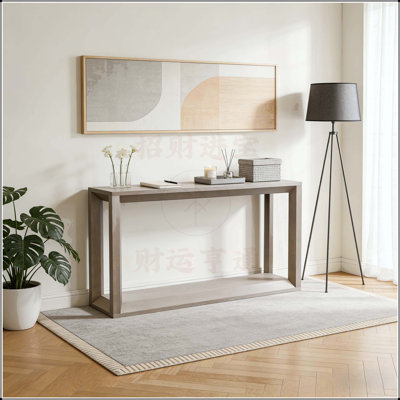 Console rectangulaire en placage de bois massif de 60 pouces avec beaucoup de rangement, idéale pour les vestibules et les salons