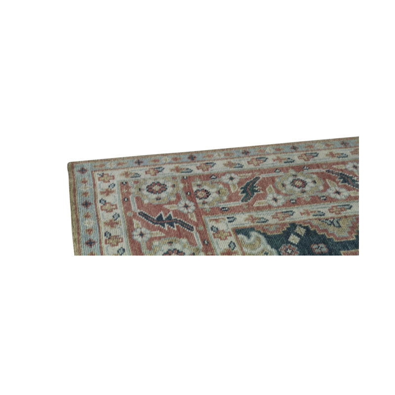Hand-Knotted High-Quality Pink and Green Area Rug