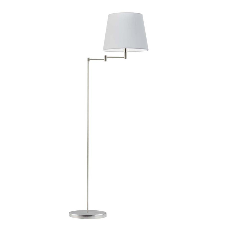 Askegard 165cm Swing Arm Floor Lamp, Brushed Steel, Light Grey