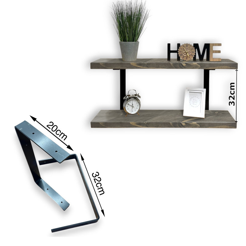 Ashlar Wood Floating Shelf, 4.5cm H x 140cm W x 22cm D, Driftwood