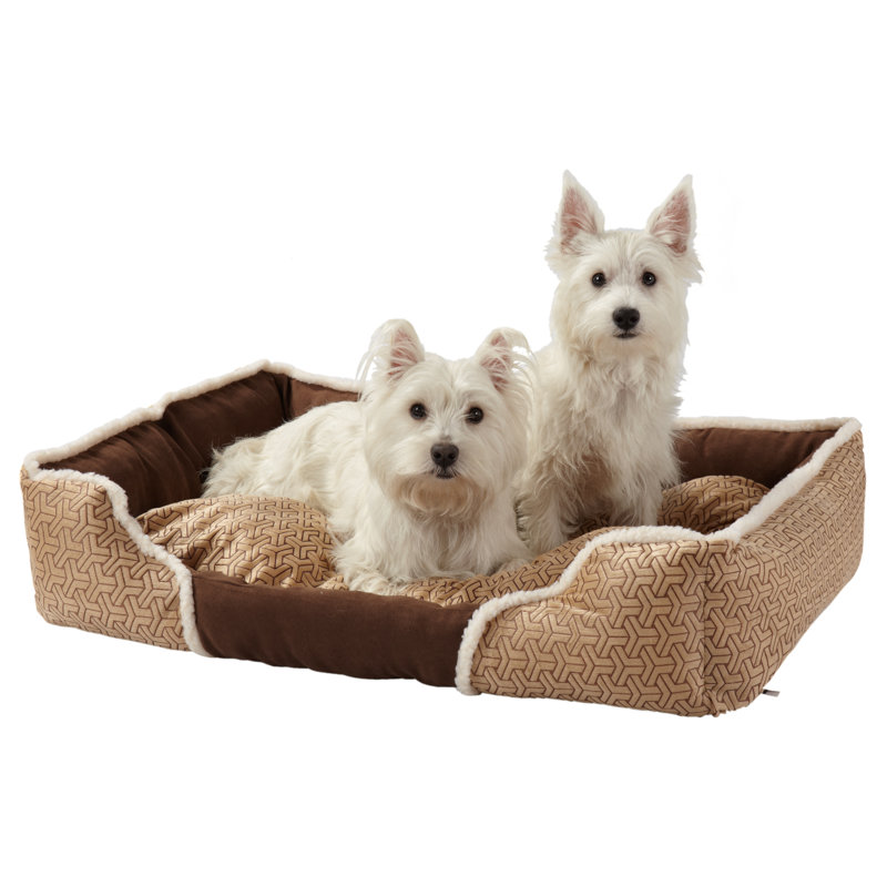 Vandyke Geometric Pet Bed, 19 cm H x 73 cm W x 54 cm D, Cream