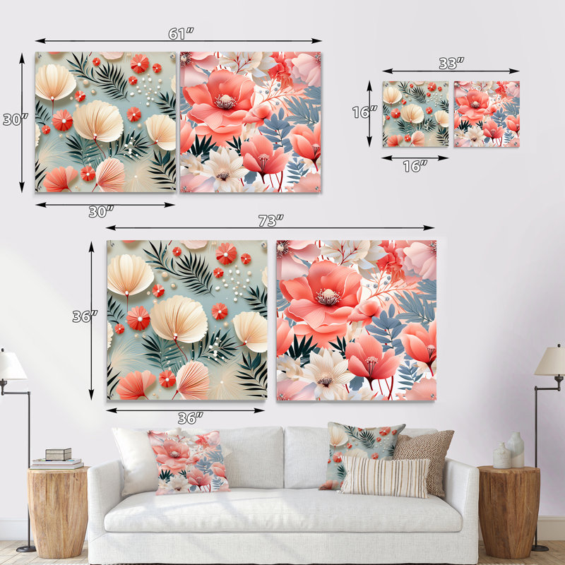 Ensemble de 2 décorations murales en acrylique bord de mer, H 16 po x l 33 po