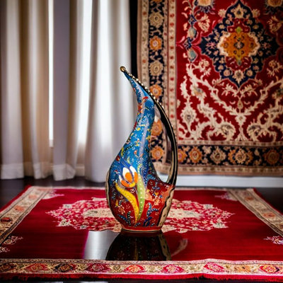 Vase pélican en céramique turque - pichet décoratif de style traditionnel fait à la main 25 cm - décoration intérieure émaillée multicolore ou idée de cadeau unique