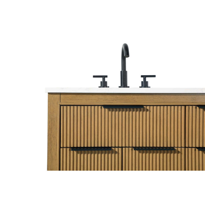 Meuble-lavabo simple 32 po en teck miel, 32", Miel et teck