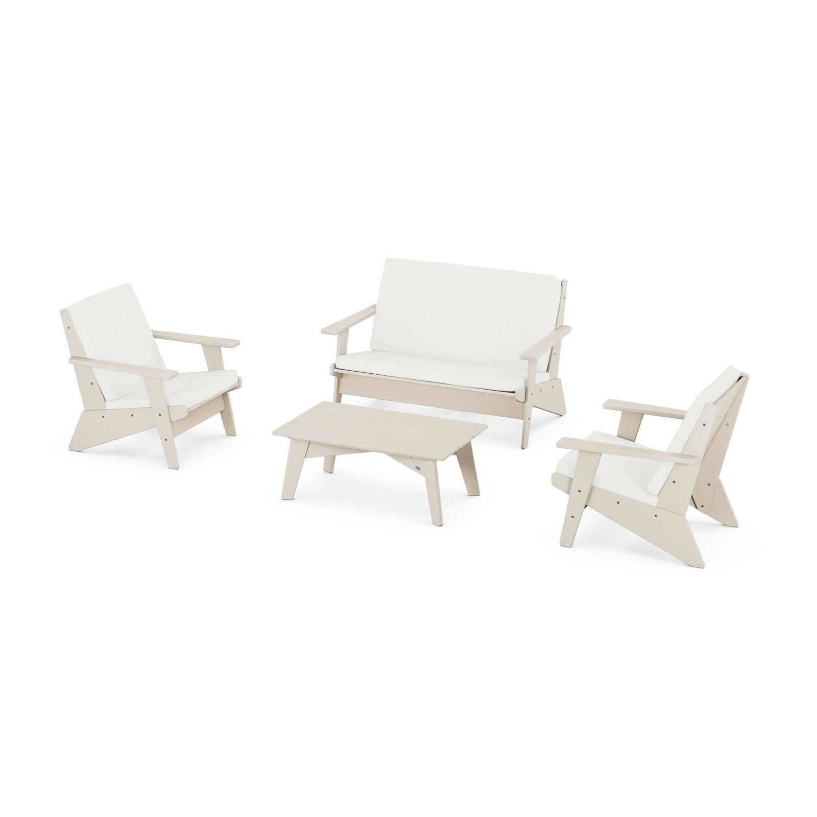 Riviera Modern Lounge 4-Piece Set, Natural Linen, Sand