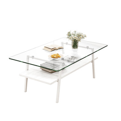 Stylish Coffee Table With Tempered Glass Surface And Stable Metal Support For Living Room Contemporary Featuring Practical Leg Assembly Home