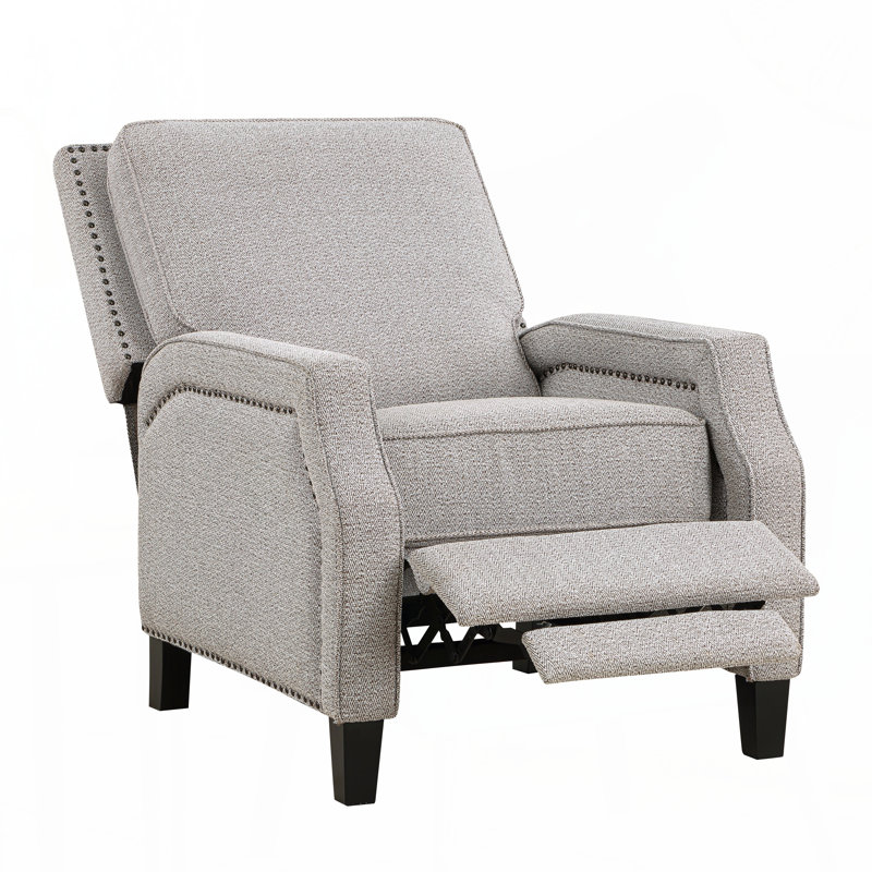 Push Back Reclining Chair Transitional Style Chenille Fabric Self-Reclining Motion Chair 1pc Cushion Seat Modern Living Room Furniture