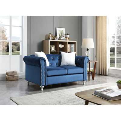 Raisa 60in Loveseat, Navy Blue