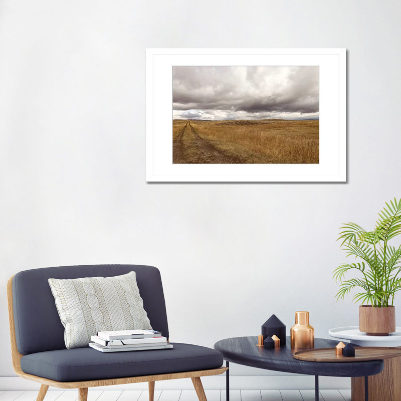 Storm Clouds Over Montana Prairie, White Open Corner Framed Paper, White, 24" H x 32" W x 1" D