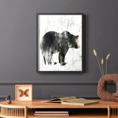 Reproduction encadrée d'ours totem - bois massif