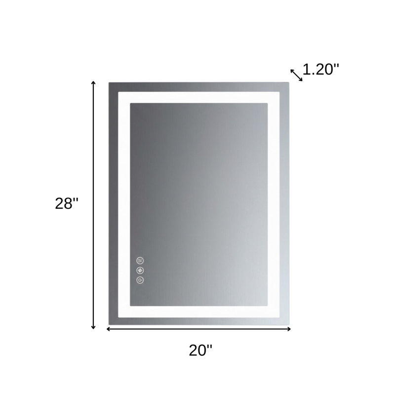 28" Lighted Frameless Bathroom Vanity Mirror
