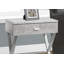 Table d'appoint moderne avec tiroir de rangement, table de chevet ou table de bout pour le salon ou la chambre à coucher, stratifié gris et métal chromé | Idée de cadeau