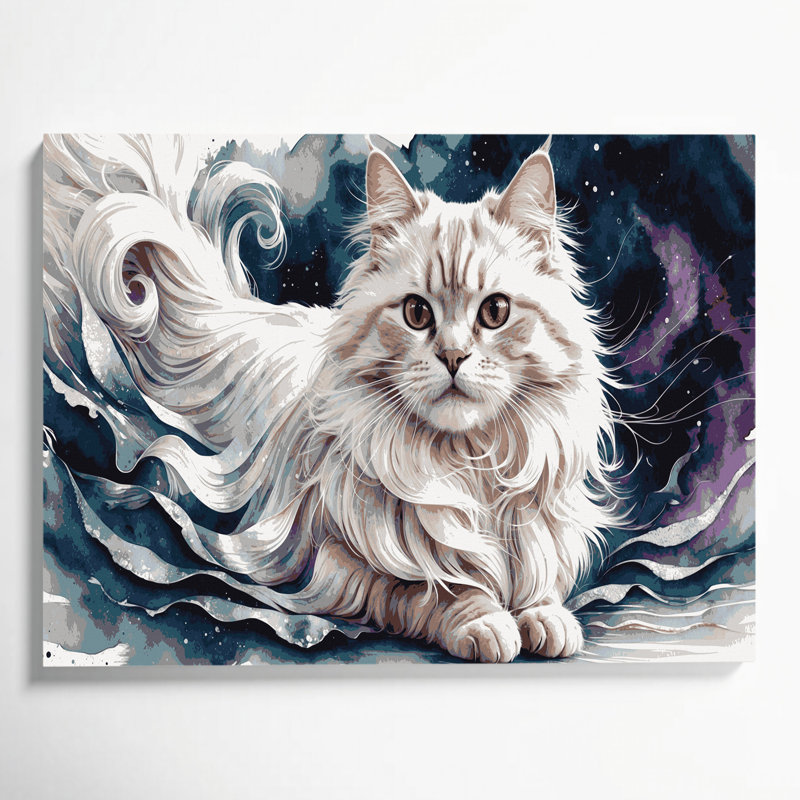 Art mural sur toile chats manchouriens gris, H 11 po x l 14 po