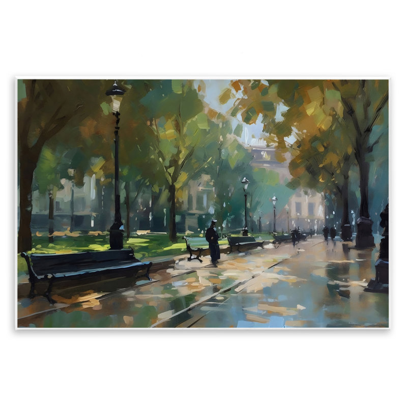 Plaque murale Park Promenade on Rainy Day, design par Creative Studio, 10 x 15