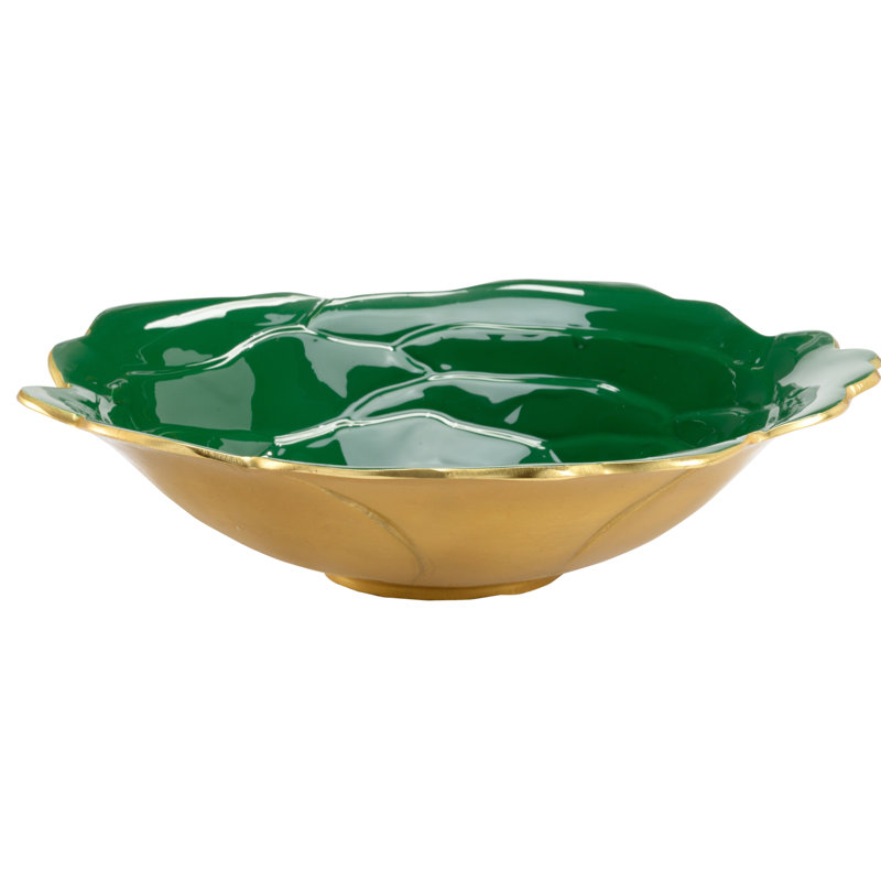Metal Decorative Bowl, 3.5" H x 14.5" W x 14.5" D, Gold