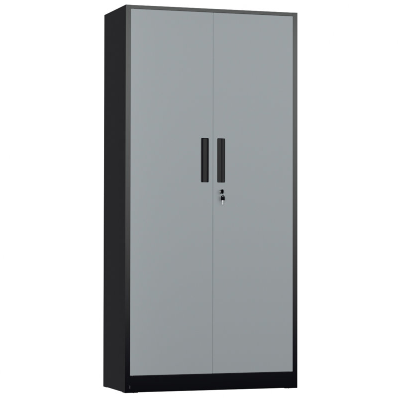 Lakenzie 5 - Shelf Steel Garage Storage Cabinets with Lock (72" H x 32" W x 16" D), Black/Gray