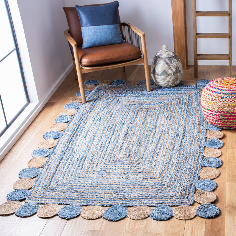 Tapis en jute de coton tissé à la main Cormier, Rectangle 6 pi x 9 pi
