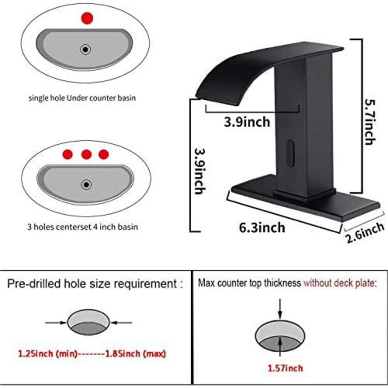 Single-Hole Bathroom Faucet with Drain Assembly, Matte Black