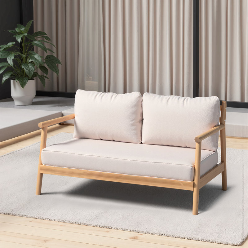Canapé de patio en bois d'acacia avec coussin résistant à l'eau
