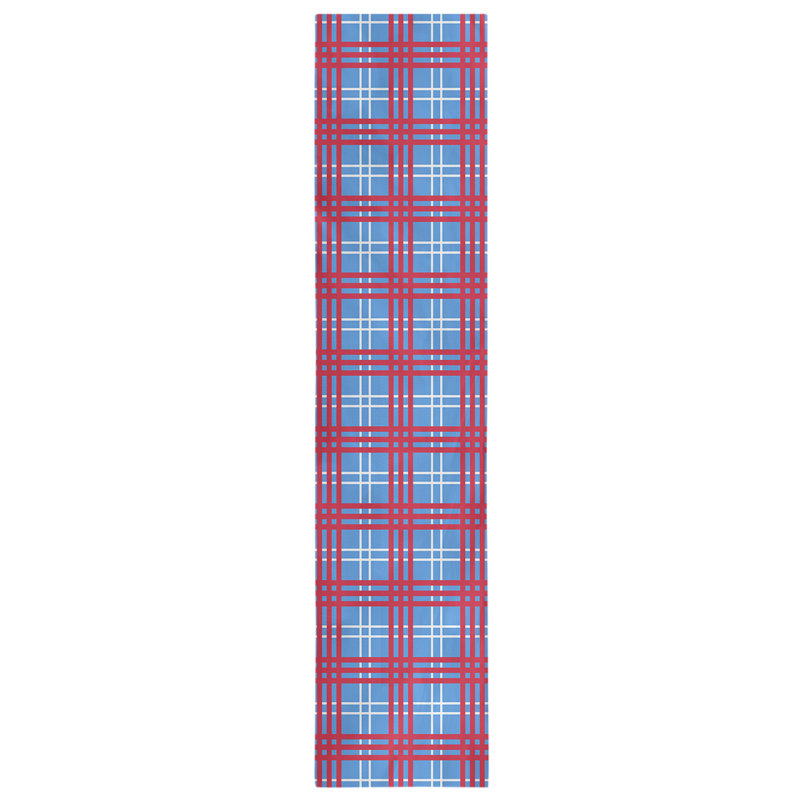Chemin de table en polyester payant, L 72 po x l 16 po, Bleu clair / blanc / rouge