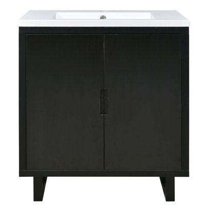Ensemble de meuble-lavabo 30 po avec lavabo, armoire combinée, armoire de rangement pour salle de bain, structure en bois massif