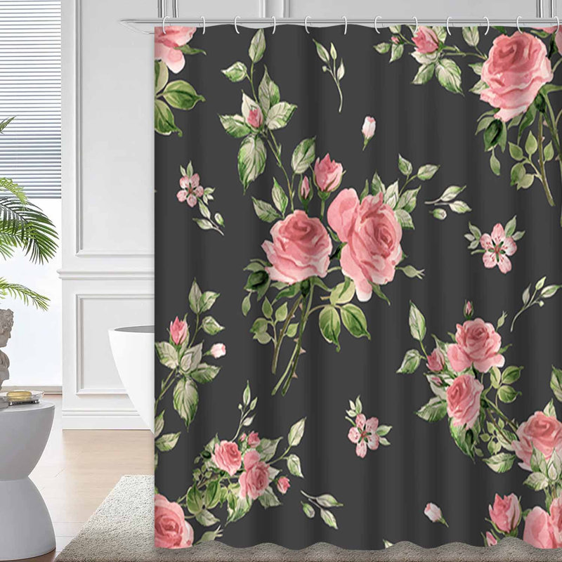Rideau de douche floral avec 12 crochets, L 72 po x l 72 po